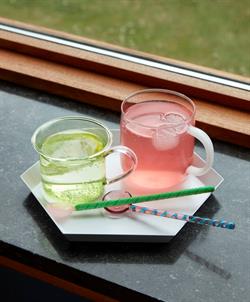 Borosilicate kop sæt af to - rosa med grå hank fra HAY