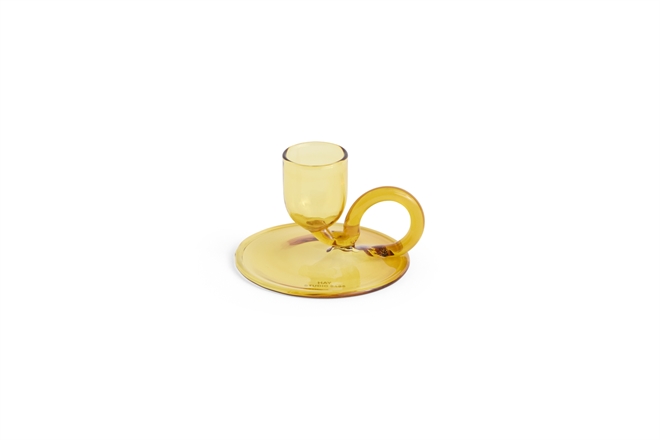 Tiny Candleholder - glas lysestage fra HAY - Curved Yellow