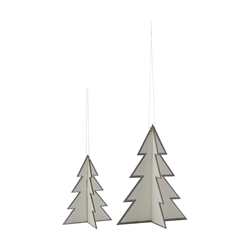 Julepynt Threed - juletræer i hvid med sølvkant fra House Doctor