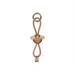 Kay Bojesen abe guldtonet metal nøglering naturlæder teak/limba