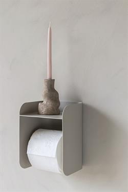 Carry toiletrulleholder med hylde i sand grå fra Mette Ditmer