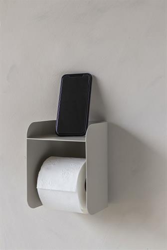 Carry toiletrulleholder med hylde i sand grå fra Mette Ditmer