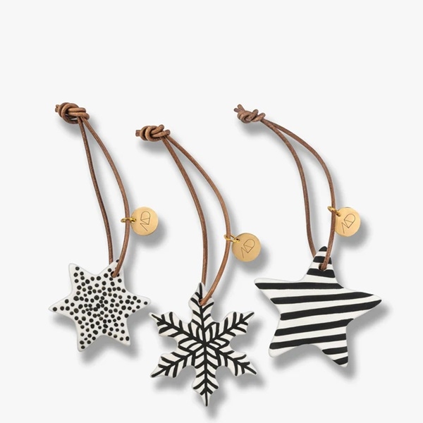 Star juleornamenter - sort pk3 fra Mette Ditmer