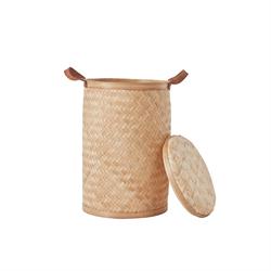 Vasketøjskurv med låg - Sporta i bambus flet rund fra OYOY