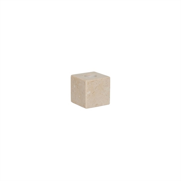 Savi Square marmor lysestage low i beige fra OYOY