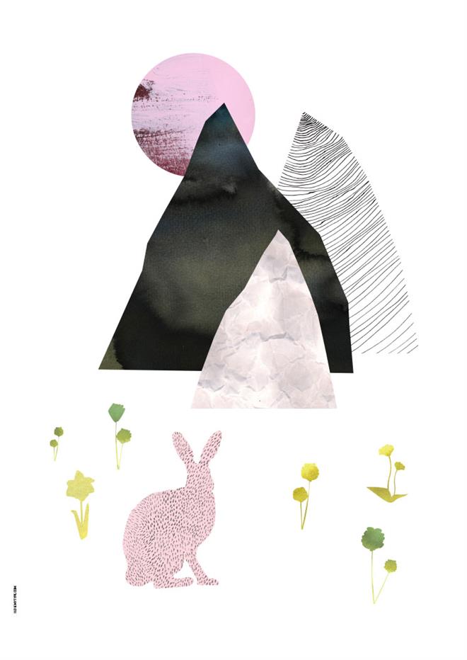 Plakat Mountain Life - kanin A5 fra I Love My Type