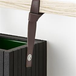 Plantekasse GrowON HoldON i sort ask stropper læder brun 38 cm