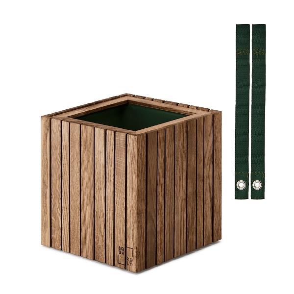 Plantekasse GrowON Hold on i mørk eg stropper i nylon grøn 38 cm