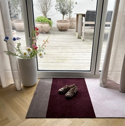 Løber - tæppe - måtte Stripes Horizon sand/bordeaux/rosa 40x60cm Tica Copenhagen